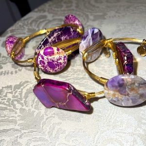 Bourbon and Bowties purple bangle set. Size Large